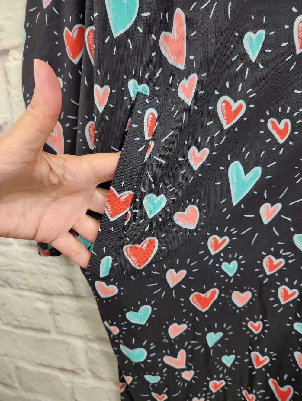 MeUndies Heart Print Hooded Zip Front One Piece Lounge Jumpsuit XL 2XL Cozy - Picture 7 of 12